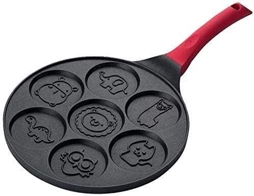 SHOUKAII Pancake Pan Omelet Pan Alloy Frying Pan Breakfast Pot Fried Smiley Face Animal Mold Pancake Omelette Pan Seven-hole Egg Pot frying pan Wok