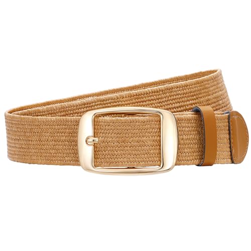 VONMELLI Straw Woven Elastic Belts for Women Stretch Boho Belt for Fashion Jeans Dress Braided Rattan Belt