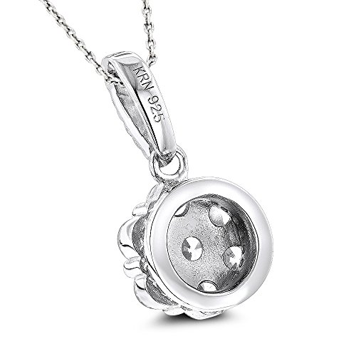 Icedtime Womens Sterling Silver Necklace Rhodium Plated Round Cubic Zirconia Cluster Cz Pendant With Chain 18" #TOP1