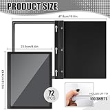 Teling 72 Pcs Report Covers with 3 Prong Fasteners Clear Front Presentation Folders Frame View Poly Report Folder Presentation Binder for Paper Document School Office (Black)