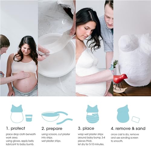 Pearhead Belly Casting Kit, Gender-Neutral Pregnancy Keepsake for Expecting Mothers, Baby Nursery Décor, Mother’s Day Keepsake, White – vue 5