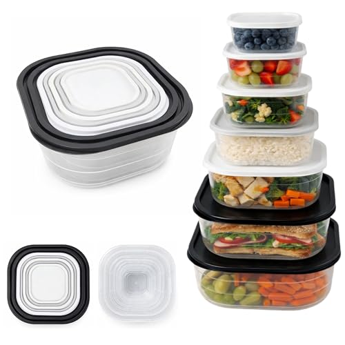 BH | 7 in 1 Food Storage Containers Set | BPA-Free | Stackable | Leak-Proof | Nesting Design | Square | Plastic Food Storage Box For Home, Office, Kitchen, School Lunch and Pantry - by BEST HOUSE