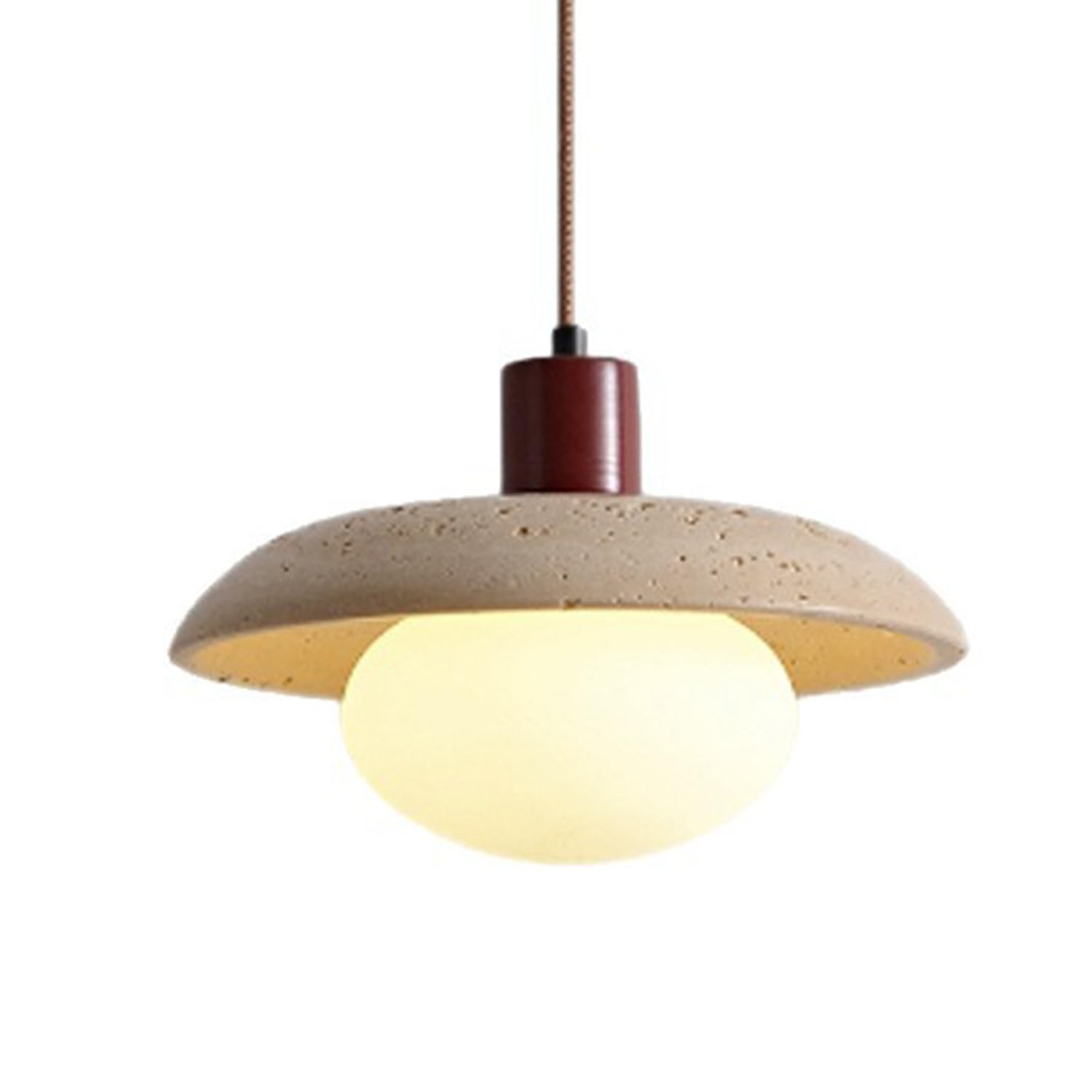 Lampada a sospensione semicircolare in pietra di travertino