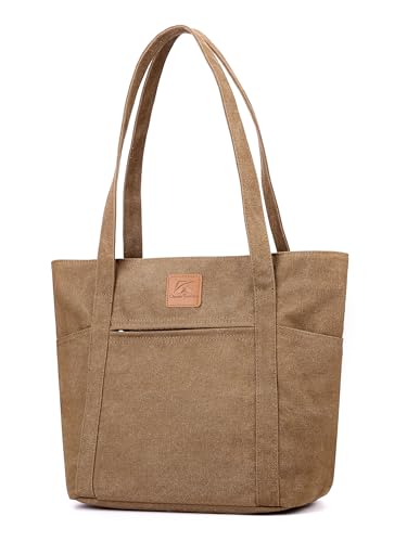 Image of Womens Shoulder Handbags Heavy Duty Canvas Work Tote Retro Bucket Bag