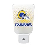 Party Animal NFL Team LED Night Light, with Auto Sensor and 3 Light Settings, Slim 5-Inch Design fits Standard Outlets, LA Rams