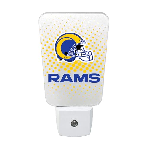 Party Animal NFL Team LED Night Light, with Auto Sensor and 3 Light Settings, Slim 5-Inch Design fits Standard Outlets, LA Rams