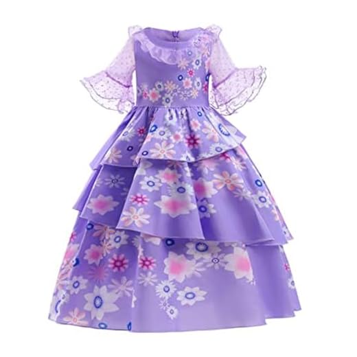 Aomig Disfraz de Isabella, 3pcs Disfraz Princesa Niña de Dibujos Animados con Collar y Pulsera, Vestido Princesa Niña de Tul, Disfraz niña para Halloween Cosplay Cumpleaños Carnaval Fiestas, 120cm