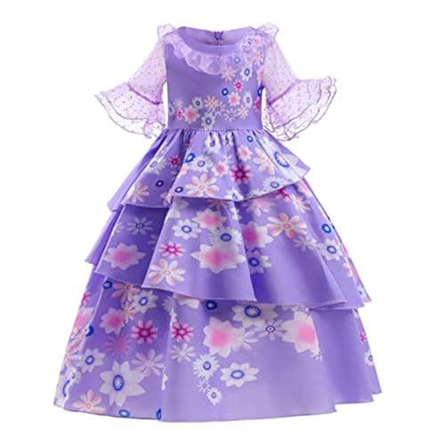 Aomig Disfraz de Isabella, 3pcs Disfraz Princesa Niña de Dibujos Animados con Collar y Pulsera, Vestido Princesa Niña de Tul, Disfraz niña para Halloween Cosplay Cumpleaños Carnaval Fiestas, 100cm