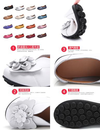 Image of MOYOWEI Women's Leather Slip On Loafers Colorful Flat Shoes