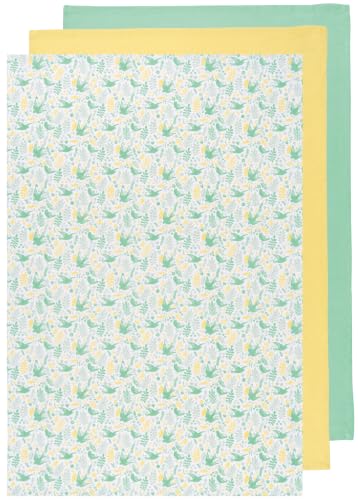 Now Designs Floursack Kitchen Towels Quick Dry Cotton Hand Towel Set, 3 Count, Meadowlark, 20 x 30 in