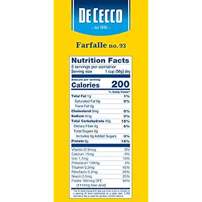 De Cecco Semolina Pasta, Farfalle No.93, 1 Pound (Pack of 5)