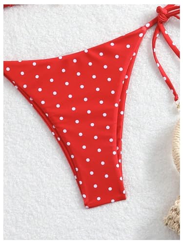 SOLY HUX Women's Polka Dots Print Bathing Suit Halter Triangle Tie Side Bikini Sets Two Piece Swimsuit4