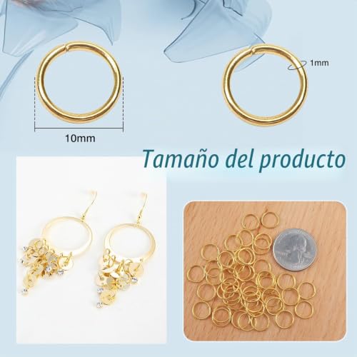 Miniatura 2 de Toaob 1000 Piezas Anillos Salto Abiertos 10 Mm Dorado Anillos Abiertos De Metal Para Llaveros Joyas Artesanales Pulseras Bisutería Colgantes Collare