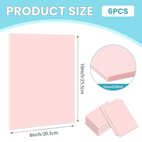 Image of 6 Pack 8 inchx10 inch Large Rubber Carving Blocks for Stamp Making, Printmaking & Block Printing, Soft Pink Carving Sheets for DIY Crafts, Art Projects, Craft Supplies for Beginners & Artists Professionals