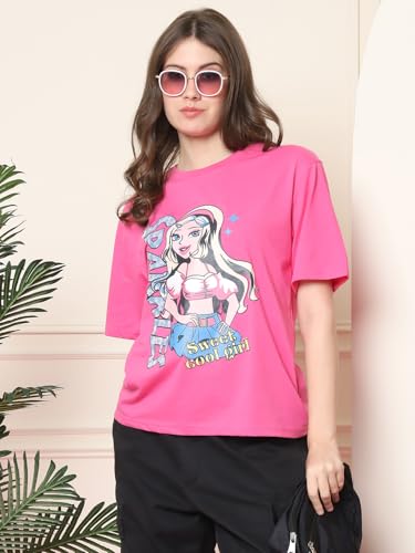 Image of Style Go Pure Cotton Oversized Baggy Fit Drop Shoulder Aesthetic & Cool Graphic Printed Half Sleeve Tshirt for Women || Trendy Tees || Casual Loose Korean T-Shirt (Pack 2)