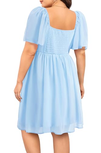 Image of Pinup Fashion Plus Size Graduation Homecoming Chiffon A-line Short Dress
