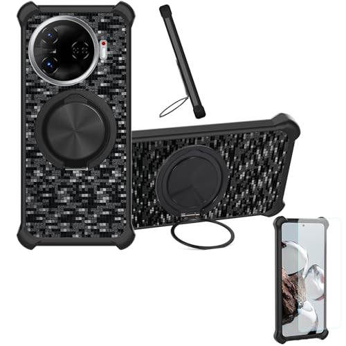 �Ή� Tecno Camon 30 Pro 5g �P�[�X Phone Case [1�� 9H+�d�x���� �K���X�t�B����][360°��]���X�^���h�A�}�O�l�b�g��]CX-11-HEI