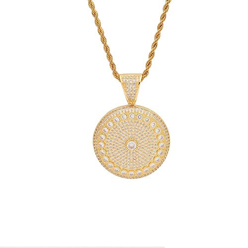 Pendentif Cluster Rond Iced Out en cuivre et oxydes de zirconium scintillants