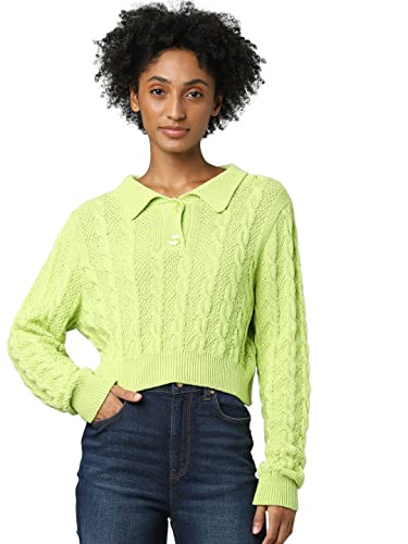 Image of ONLY Women's Cotton Blend Polo Neck Regular Fit Sweater