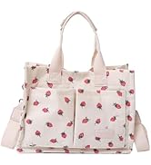 McUvaec Kadınlar İ&ccedil;in Kiraz &Ccedil;antası Canvas Yamalı &Ccedil;anta Sevimli Omuz &Ccedil;antası &Ccedil;ok Cebinli &Ccedil;anta Han...