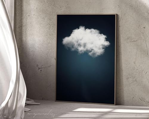 Impression minimaliste nuage bleu marine décoration grand format