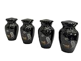 hlc URNS Keepsake Urn Set of 4 – White Wolf Night Full Moon Urn Set of 4 Keepsake Cremation Urn for Human Ashes with Velvet Box & 4 Velvet Bag-Mini Keepsake Urn - Affordable Keepsake Urn (3 cu.in)