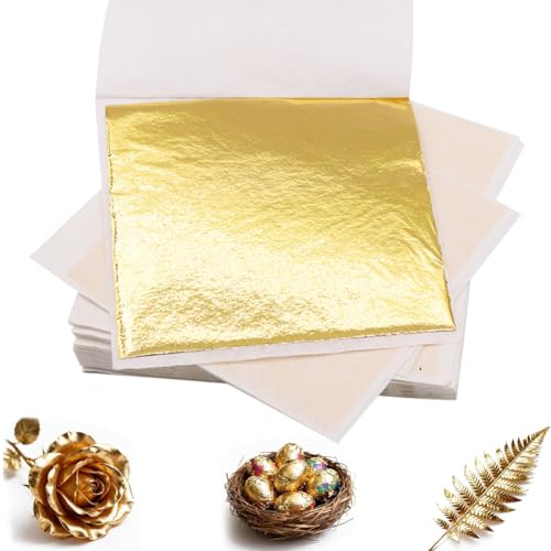VRYNDH Pan de Oro,Hojas de Hoja de Oro de Imitación 200 Hojas 8.5cm*8cm Arte de Uñasde Bricolaje Papel de Manualidades Decoración