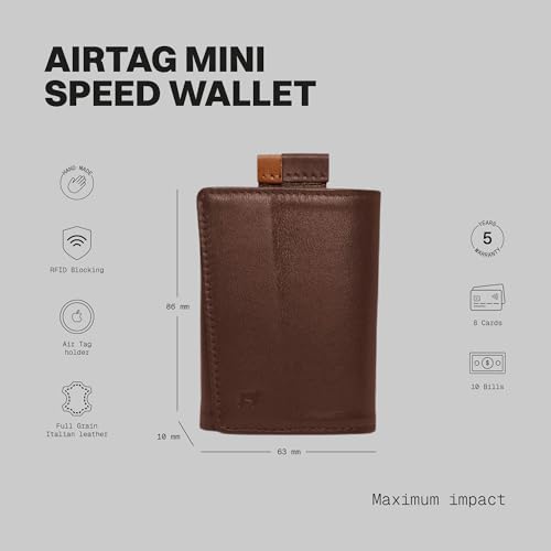 The Frenchie Co. - AirTag Speed Wallet Mini - Ultra-slim RFID blocking card holder with AirTag pocket - Minimalist front pocket wallet - Full-grain Italian leather2
