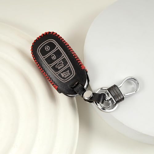 Image of Leather Smart Car Key Cover Case for Cars Smart Key for Verna 2020(Black)