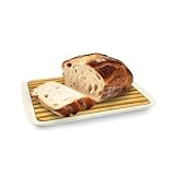 Avilia Tabla para pan de bambú de 36 x 24 x 2 cm con cómodo soporte para migas – Ideal para mantener en orden tu cocina – Fabricada con materiales resistentes, es antibacteriana y lavable en