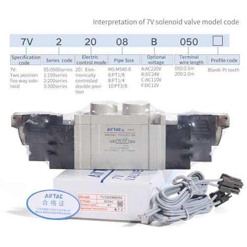 Electroválvula de cinco vías 7V12006A050 de dos posiciones para control neumático estable 5
