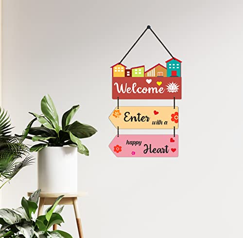 Image of Expleasia, Exuberant & Luxury Decor Decorative Wall Hanging Wooden Decoration Item for Home Office Living Room Bedroom Decoration Items Home Decor Gift Items (Welcome)