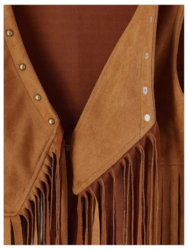 Verdusa Women's Sleeveless Faux Suede Fringe Vest Jacket Western Tassel Cardigan4