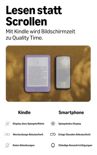 Amazon Kindle 16 GB (Neueste Generation), jetzt dünner, leichter und schneller, 6-Zoll-Display, mit Werbung - Graphit – Ansicht 3