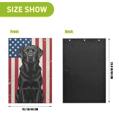 tplaotee Patriotic Black Lab USA Flag Golf Towels Waffle Pattern Portable Microfiber Golf Towel with Carabiner Clip 16"x24" Gifts for Men Unique