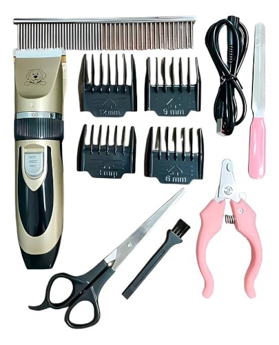 Máquina de Tosa Pets Profissional Kit Silenciosa Aparador com Lâminas Precisas e com Altura Ajustáve