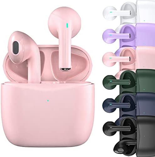WATCHEM Wireless Earbuds Pro TWS Earphones, 5.0 Bluetooth in-ear headphones, IPX5 Waterproof, TWS Bluetooth Earphones, Fast Charging Case, AI supported, iOS and Android (Pink)