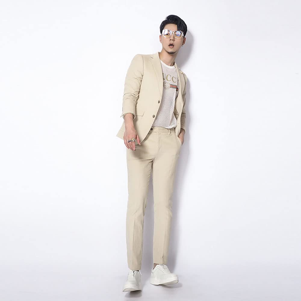 Uomo Casual Due Pezzi Vestito Notch Risvolto Cena Smoking Giacca e Pantaloni Set