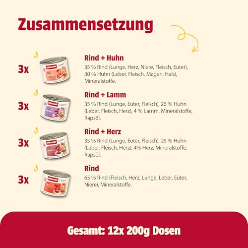 animonda Carny Adult Herzhafte Variation (12 x 200 g), Katzennassfutter für ausgewachsene Katzen, Nassfutter mit 100 % frischen, fleischlichen Zutaten, Katzenfutter ohne Getreide und Zucker