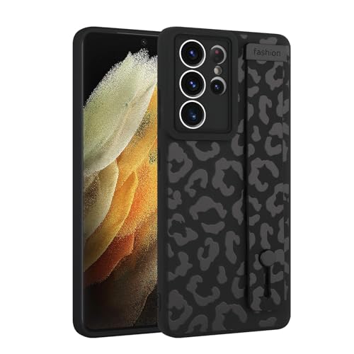 Image of Compatible with Samsung Galaxy S21 Ultra Case with Strap Wrist Black