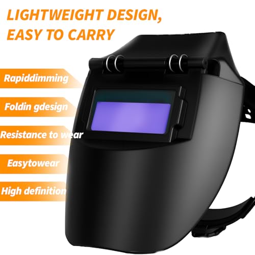 Schweißhelm Automatik,Schweißhelm mit Automatischer Verdunkelung 92 x 42 mm,Solarstrom 4 Lichtbogensensor Breite Schattierung 9-13 für Lichtbogenschweißen,Schutzgasschweißen,usw