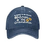 Blessed Grandma Hats for Men Baseball Cap Blessed to Be Called Mom and Grandma Running Hat for Men's Adjustable Fashionable Caps Navy Blue