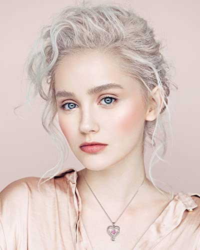 S925 I Love You Necklace For Women Wife Birthday Gift Ideas For Girlfriend Wedding Anniversary Jewelry Birthstone Diamond Pendant Gift For Mom Daughter Grandma Sister On Christmas Valentine's Day Mother's Day (Silver-Oct-Tourmaline) #TOP1