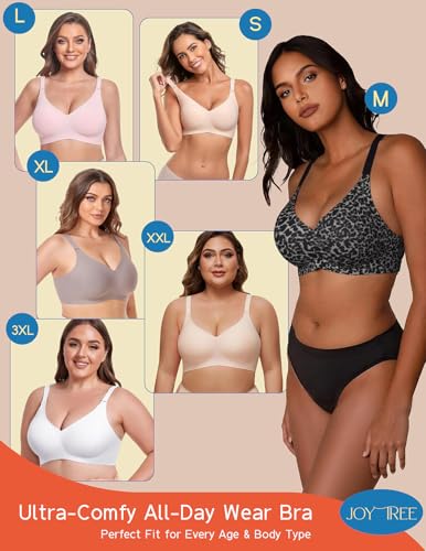 Image of JOYTREE Silky Bras for Women No Underwire V Neck Bralettes for Women Cloud Feel Everyday T Shirt Bra with Extender-LPN, XL