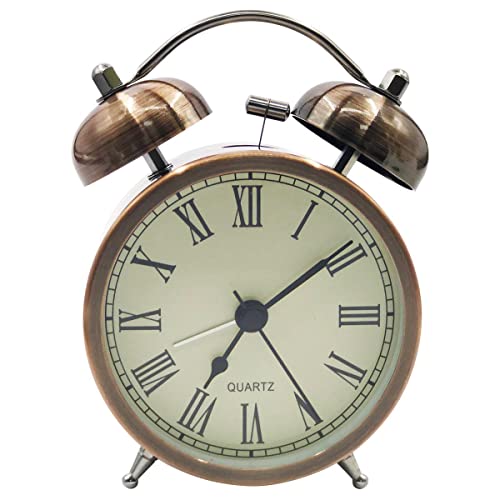 EASEHOME Doble Campanas Reloj Despertador de Cuarzo Analógico, Vintage Despertadores Silencioso sin...