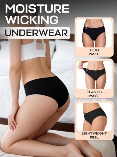 Image of Balanced Tech Moisture Wicking Underwear for Women, Seamless Workout Hipster Brief Bikini Panties