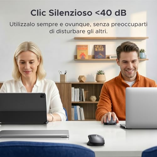 Ugreen Mouse Wireless Mouse Bluetooth E 2,4 Ghz Ricarica Rapida E Lunga Durata Della Batteria Ergonomico E Silenzioso 5 Livelli Dpi 6 Pulsanti Per Pc Tablet Windows Macos Android - 5