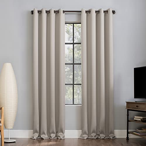Sun Zero Nordic 2-Pack Theater Grade Noise Reducing Extreme 100% Blackout Grommet Curtain Panel Pair, 52" x 54, Stone Beige by Sun Zero - Used condition - US$14.10