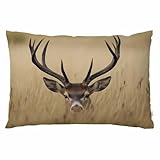 EKOBLA Throw Pillow Cover Stag Deer Antler Moose Elk Horn African Safari Wild Exotic Nature Decor Lumbar Pillow Case Cushion for Sofa Couch Bed Standard Queen Size 20x30 Inch