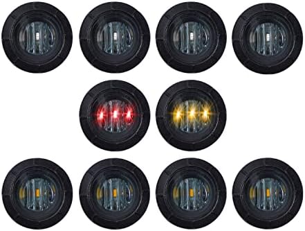 LEDVILLAGE 10 Pcs 3/4 Inch Smoked Lens 5 Amber + 5 Red Light Clearance Bullet SMD Side Marker Lights Sealed Bulb Fits for Truck Trailer Pickup Sedan RV Bus 12V DC 3LED